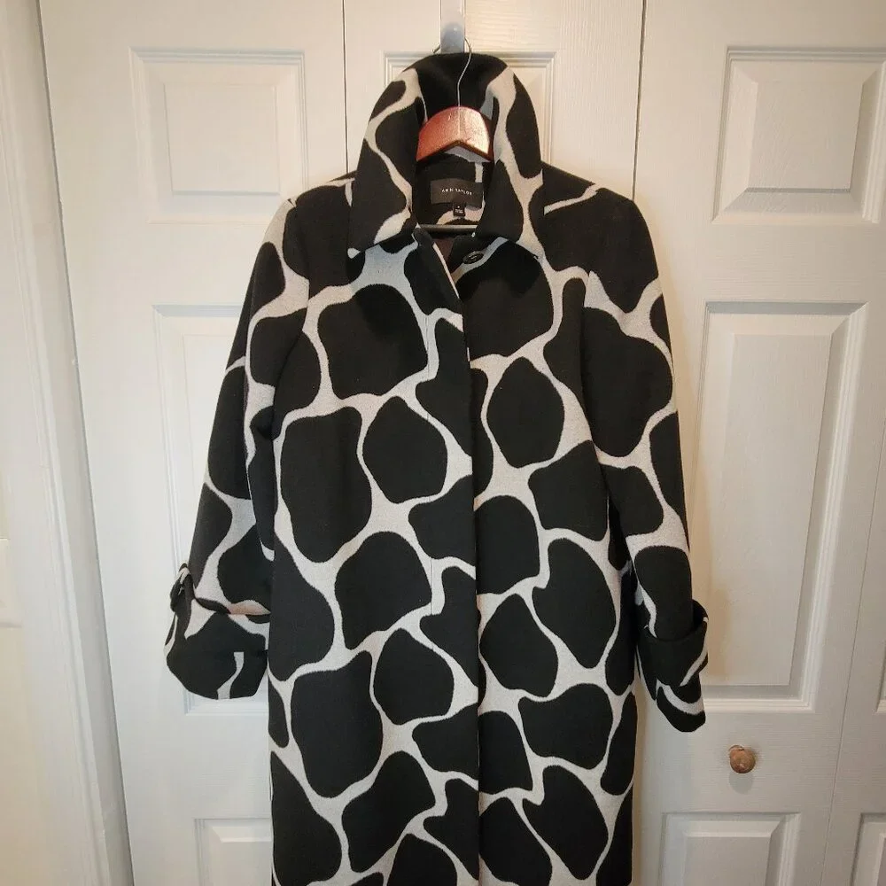 ANN TAYLOR Wool Blend Giraffe Print Mac Coat - Picture 11 of 14